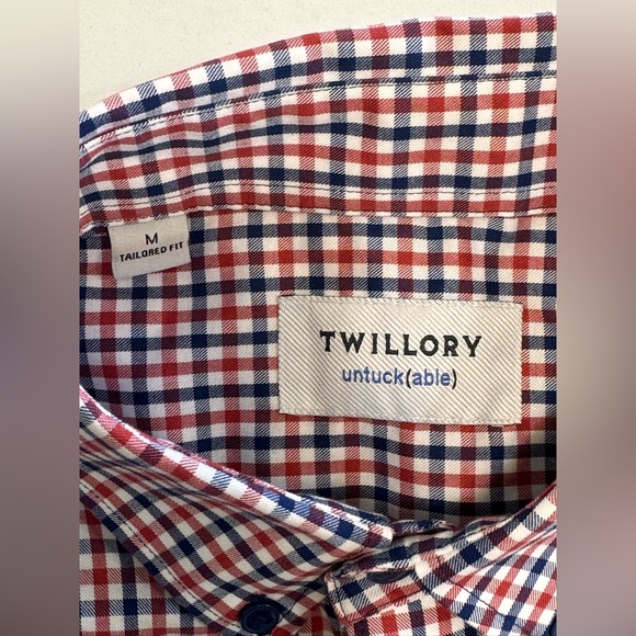 Twillory Untuckable Mens Lot Of 2 Size Medium Tailored Fit Button Shirt Plaid - Picture 6 of 13